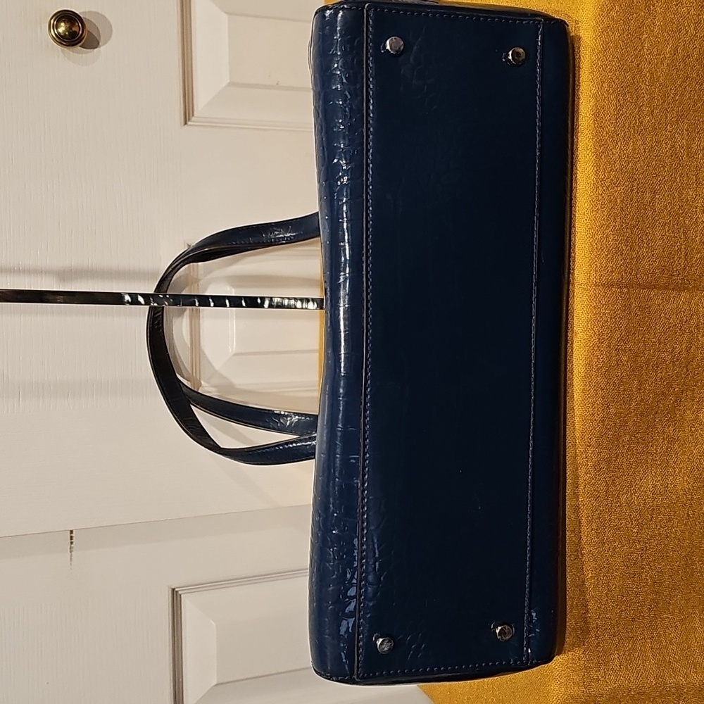 KATE SPADE PURSE ELISSA BRISTOL DRIVE CROC PETROL BLUE LEATHER SHOULDER BAG EUC - Picture 10 of 16